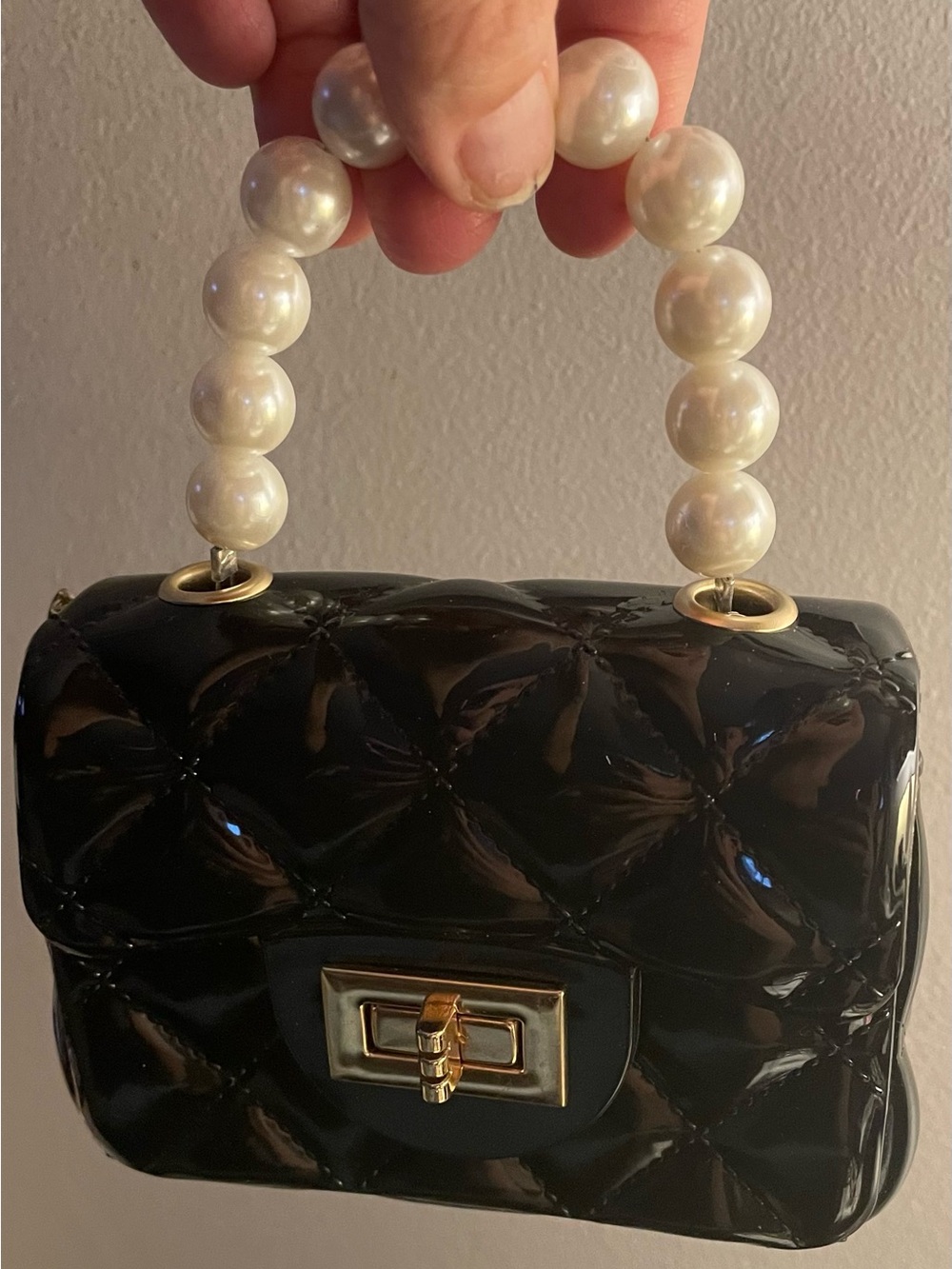 NEW Lot of 4 Mini Jelly Bags Croc Bamboo Handle Pearl Quilted